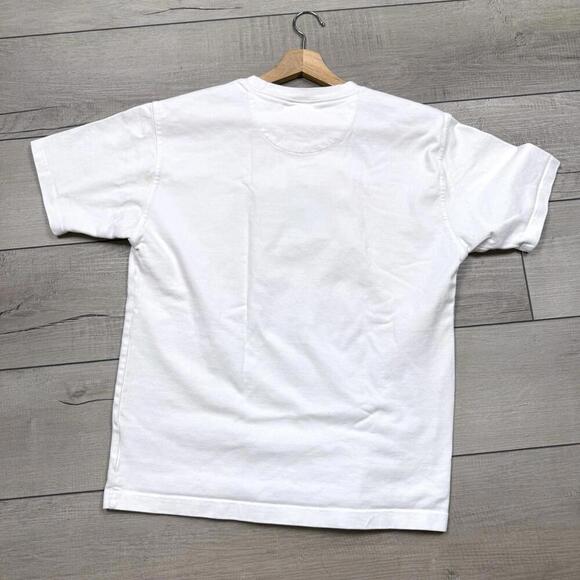 New Balance T-Shirt Mens Medium White USA Flag Patch Logo Athletic Heavy Weight - Picture 5 of 11